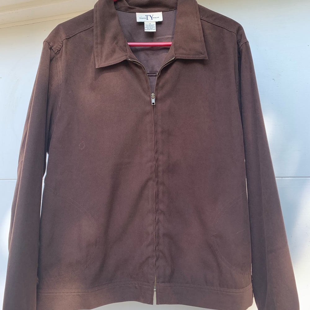 Brown Lightweight Shirt Jacket with Collared Neckline